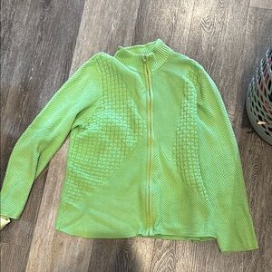 Coldwater Creek Lime Green Textured Zip-Up Top